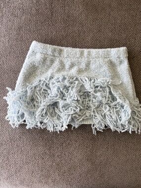 Musera Light Blue Fringy Mini Skirt